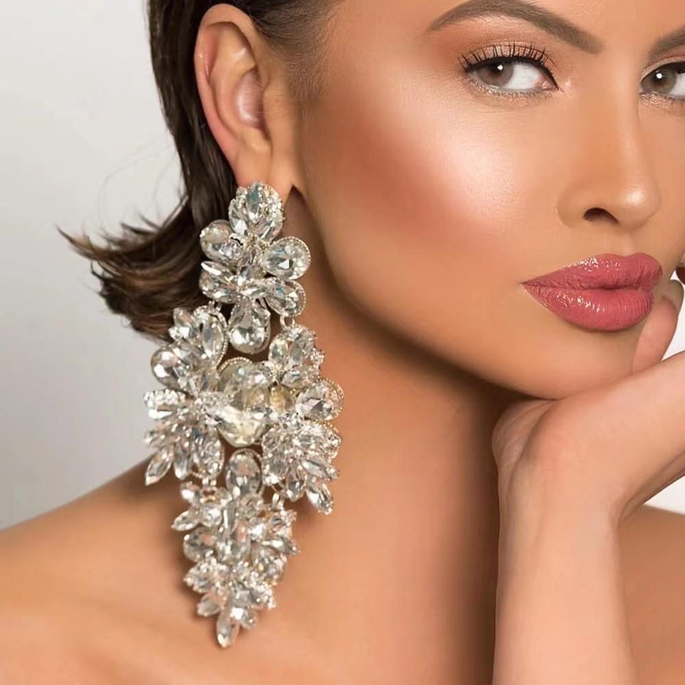 Eleganti Orecchini con Diamanti d'Acqua con Finitura Galvanizzata per Accessori da Festa da Donna