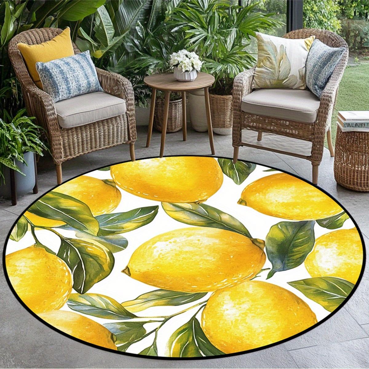 

Круглый ковер с дизайном лимона, Мягкий коврик для гостиной, спальни и столовой, Декор на День святого Валентина, Пасху и весну Diameter 60cm