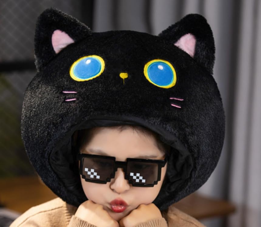 Katzenhut Cosplay Katze Kätzchen Schwarze Katze Halloween Verwandlungsmaske Kopfbedeckung Plüsch Kigurumi Kopfbedeckung Flauschig Niedlich Halloween [DOKiDOKi] [Produkt]