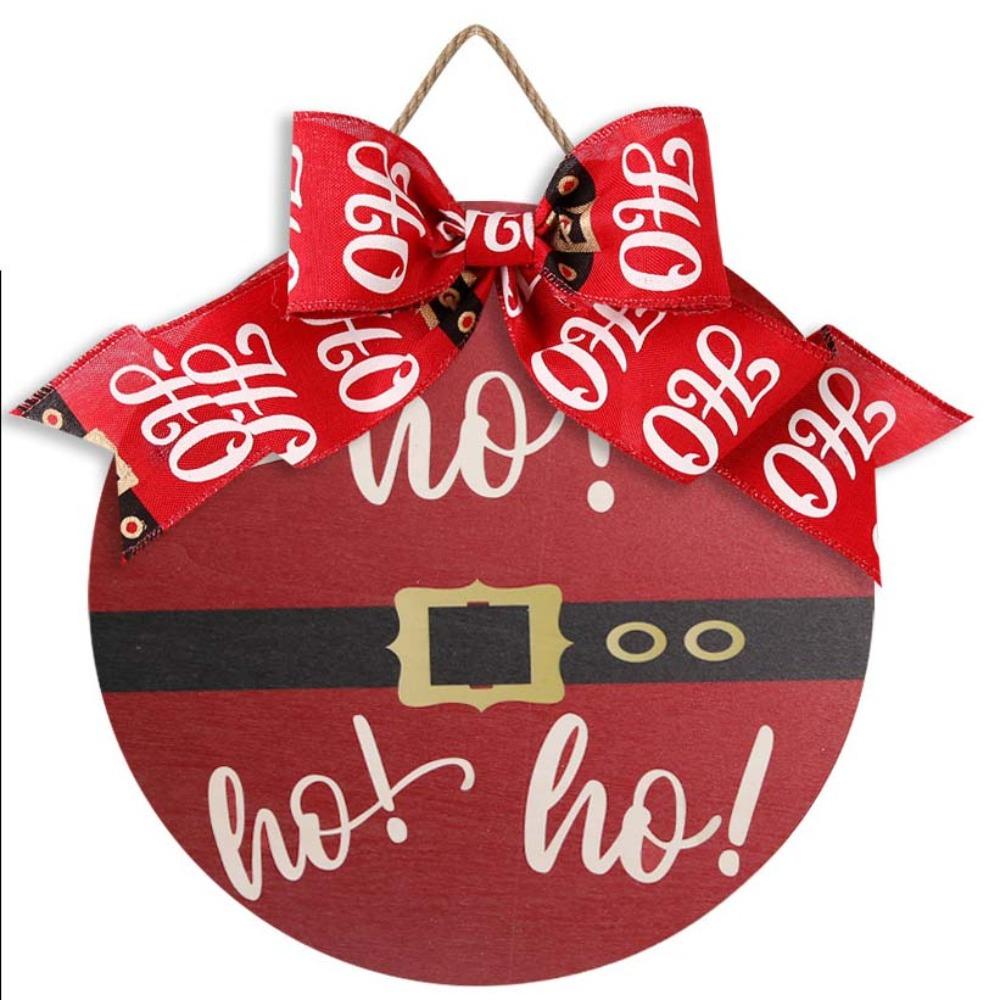 Bow Wooden Christmas Pendant Elk Christmas Door Decoration Shop Door Hanging Ornaments  Bar