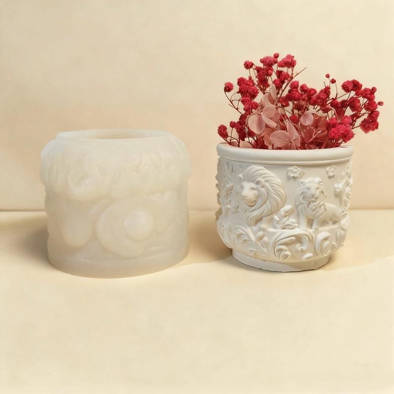 High Quality Silicone Mold Lions Embossed Design For DIY Candle Making Resin Projects Smooth Finishes Artistic Home Decors