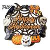 Spooky Party Decorations Black Cat Ghost Door Sign, Halloween Decorative Plaque, Wooden Hanging Plaque Vintage Rustic Decor with Jute Rope,