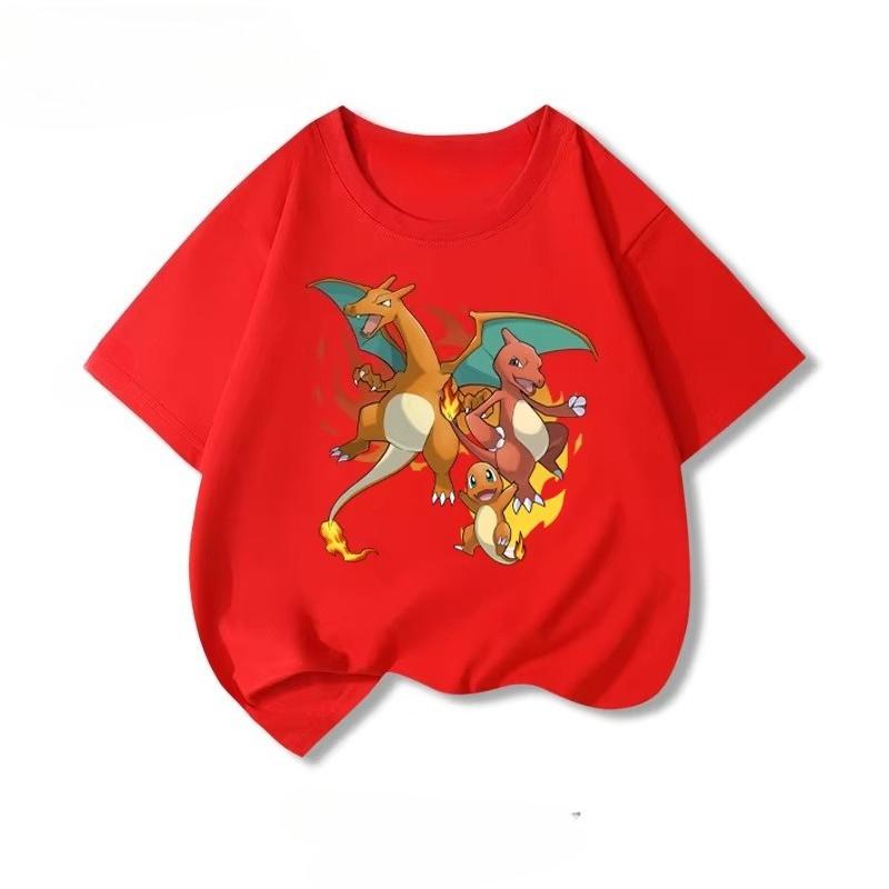Potdemiel  New Summer Style Pure Cotton Childrens TShirts Pikachu Print Unisex Size Comfortable and Breathable