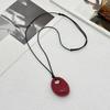 IngeSight.Z Korean Simple Irregular Red Resin Pendant Necklace for Women Fashion Exquisite Sweater Chain Daily Wear Jewelry Gift