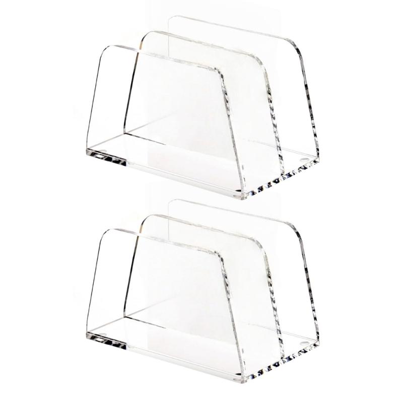 Transparency 2 Tiers Desktop File Holder With Multifunctional Paper Storage Compartments Office Supplies Rack