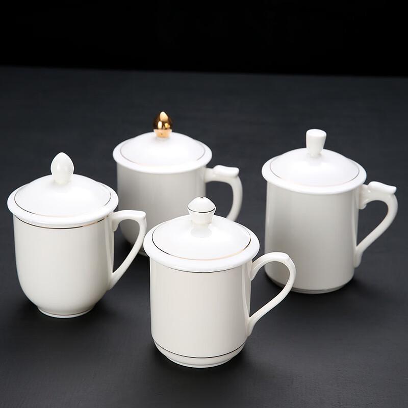 Shangqi Dragon Handle White Porcelain Ceramic Mug with Lid