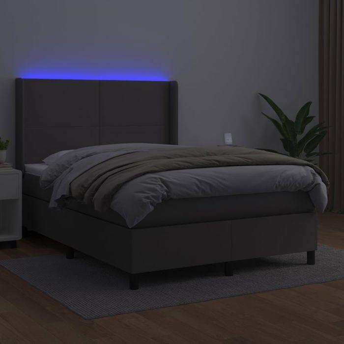 VidaXL Sommier à Lattes de Lit avec Matelas et LED, Lit Rembourré, Lit Double, Lit Adulte de Chambre à Coucher Intérieur, 3139269