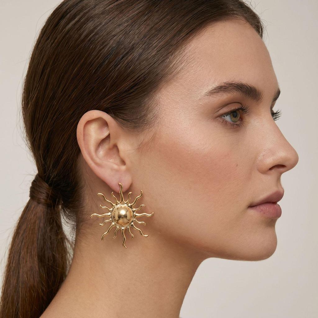 European & American Stylish Irregular Flower Stud Earrings for Women's Elegant Personality