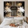 Sfondo 2D Art Déco Buon Compleanno, Decorazioni Festa Gatsby Nero Oro