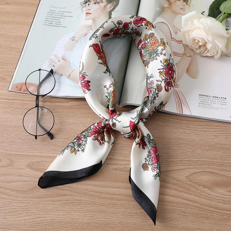 

70cm Fashion Paisley Print Kerchief Hair Scarf For Women Silk Satin Headband Hijab Scarfs Female Square Neck Scarves For Ladies 70x70cm