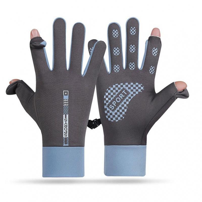 Couple thermal gloves windproof and water-proof elastic autumn and winter velvet women's open fingers for outdoor riding