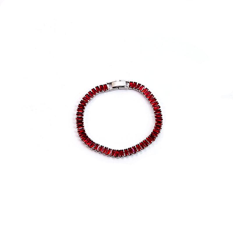 

Высококлассный женский барочный геометрический цирконовый браслет с семицветными квадратными бриллиантами