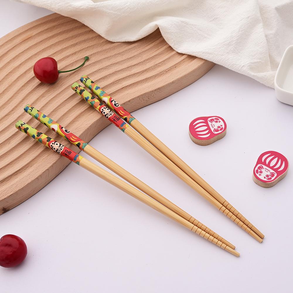 5 Pairs Bamboo Wooden Chopsticks Chinese Food Tableware Japanese Sushi Sticks Washable Dishes Kitchen Accessories Set