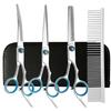 Portable Pet Grooming Scissor Set: Flat & Curved Hairdressing Tools