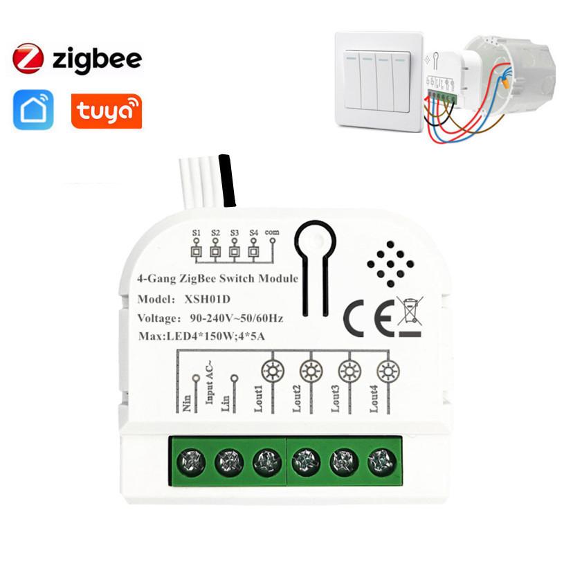 Tuya Mini Zigbee Smart 4-Way Circuit Breaker Module, Alexa Compatible