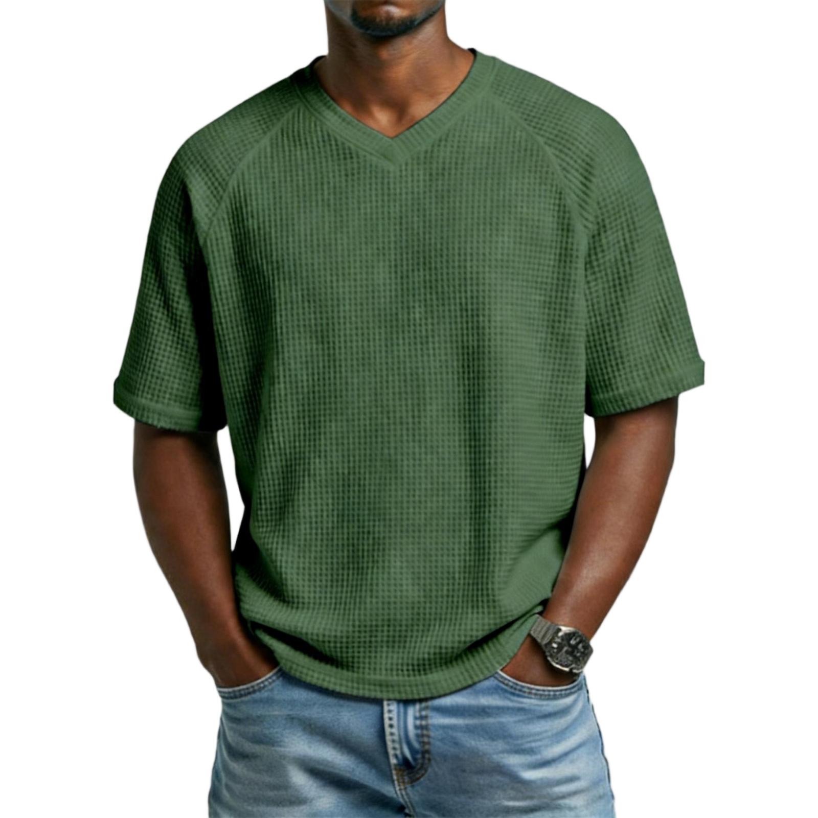 Men s T,Shirts V Neck Raglan Short Sleeve Tees Plus Size Loose Fit Casual Basic Tops XXL