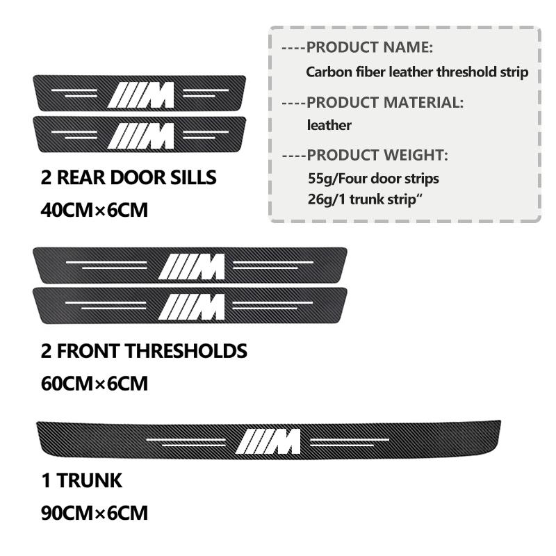 Car Door Carbon Fiber Sill Anti Scratch Protect Strip Sticker For BMW 1 3 5 7 Series M F01 F20 F10 F13 E52 E53 E60 E93 ZS4