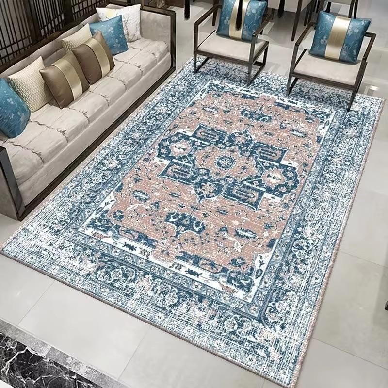 American Style Blue Persia Carpet Living Room Decoration Sofa Table Area Rugs Easy Clean Bedroom Cloakroom Floor Mat Non-slip