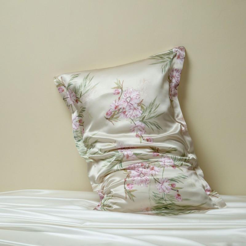 Premium 40mm Heavyweight Silk Pillowcase 100% Mulberry Printed Floral Design Hair Skin Care