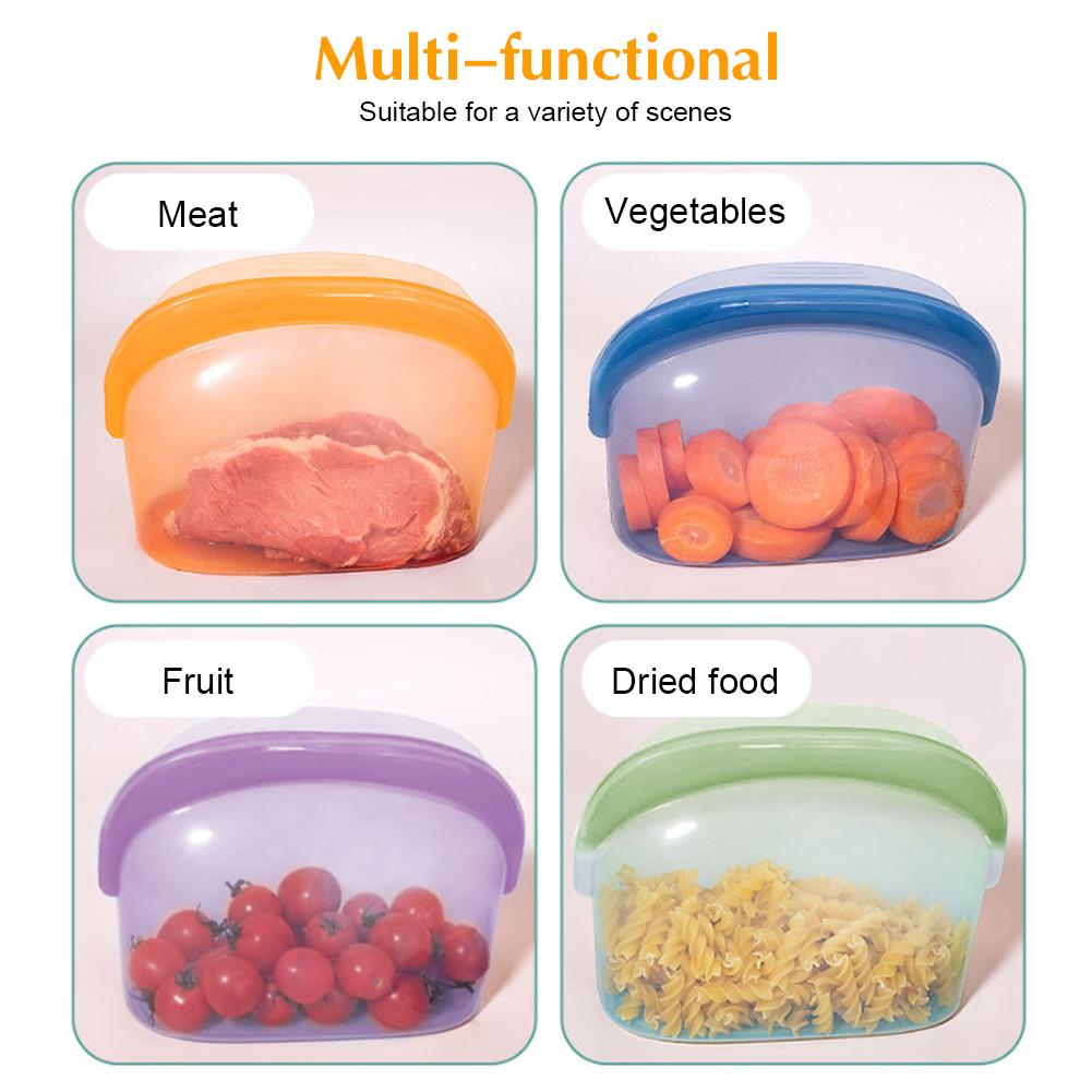 3/8er-Pack wiederverwendbare Silikon-Frischhaltebeutel mit Zip-Verschluss, auslaufsichere Gefrierbeutel für die Aufbewahrung von Lebensmitteln im Kühlschrank und Gefrierschrank