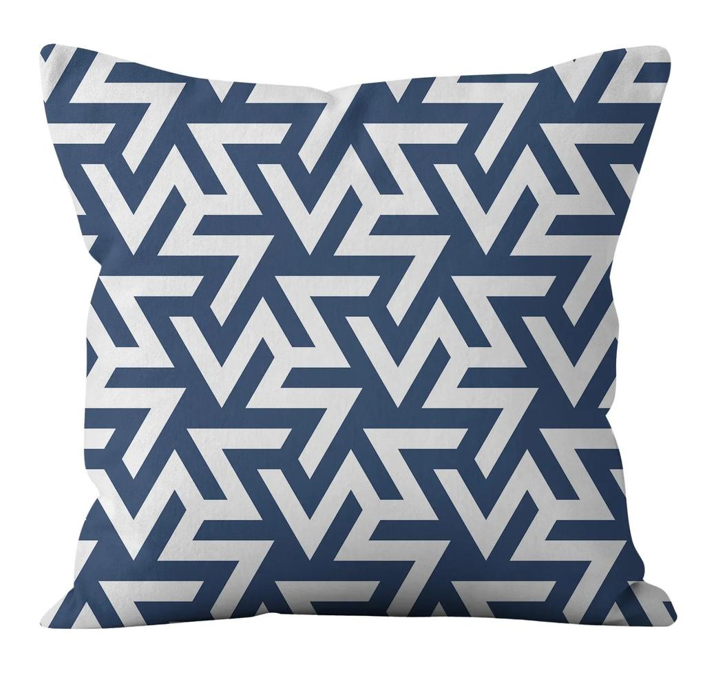 Modern Fashion Nordic Sofa Simple Cushion Cover Living Room Decoration Pillow Cover Navy Blue Geometric Pillow Cover