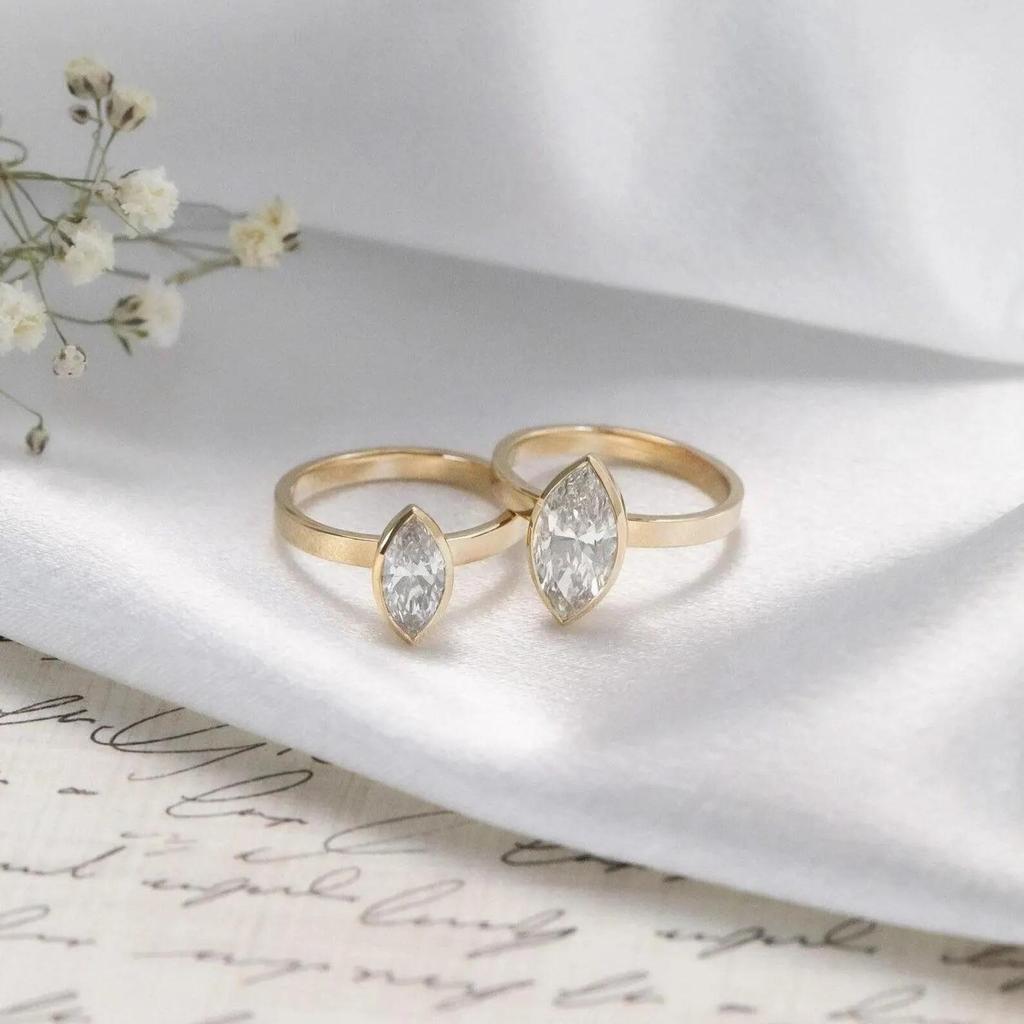 2CT Marquise Cubic Zirconia Engagement Ring: Yellow Gold Plated Victorian Wedding Ring: Solitaire Gemstone Bridal Jewelry Gift for her