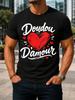 Doudou Amour Brush Script French Love Text Hand Drawn Red Heart Cute Rounisextic Partner Theme Unisex Unisex All Tshirt