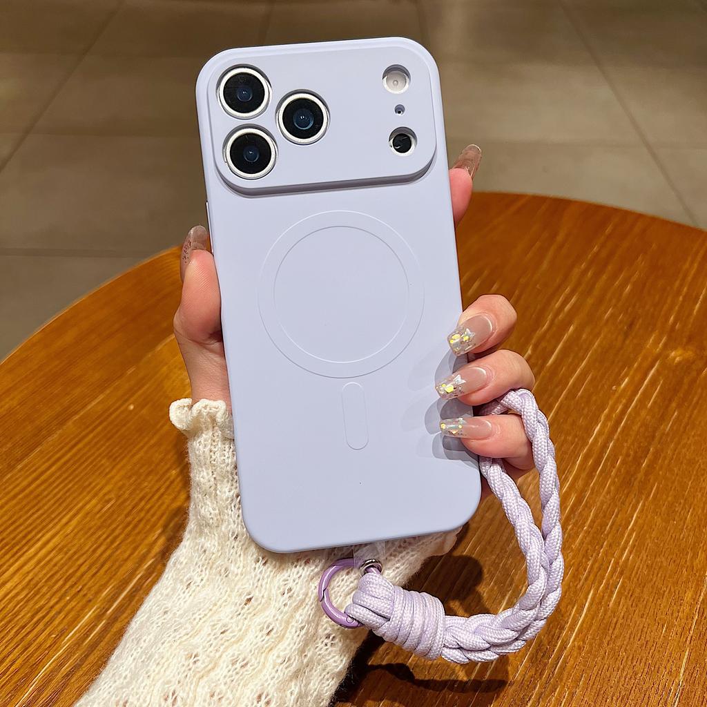 Matte for  Solid Color Lanyard Case for For Iphone 1 16 17 Pro Max 11 12 13 14 Wrist Strap Soft Liquid Silicone Cover