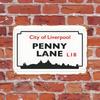 Vintage Liverpool Penny Lane Metallschild, Retro Stadt Wandkunst, 8x12 Zoll Langlebige 2D Flacheisen-Plakette, Klassische Britische Dekoration