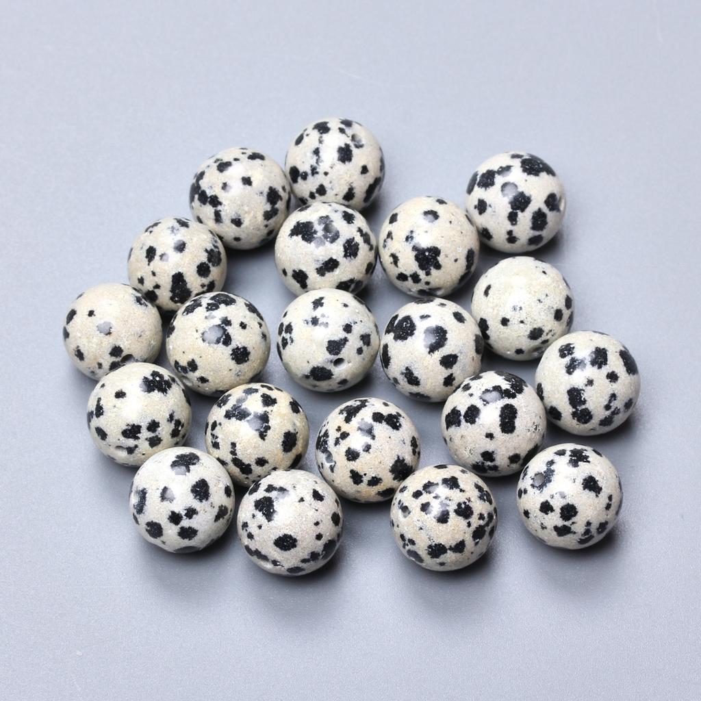 60-20pcs 4 6 8 10 12MM Speckle Natural Stone Dalmation Jasper Round Beads For Jewelry Making Bracelet Necklace Accessories