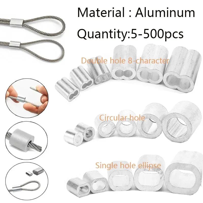 5-500pcs Aluminium Sleeve,Double Hole Cable Crimp Sleeve 8-Shape Aluminum Cable Stopper Crimp Rope Hardware Accessories