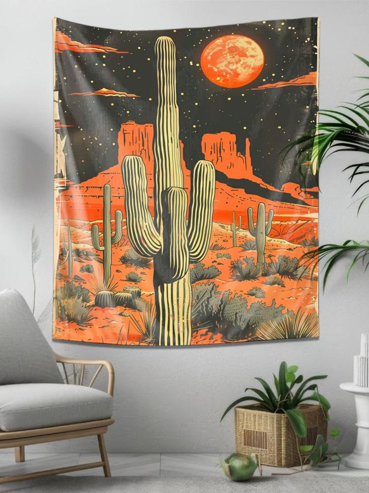 Cactus in Desert Moonlight  Beautiful Landscape Hanging Decorative Art 74x94cm(29x37in)