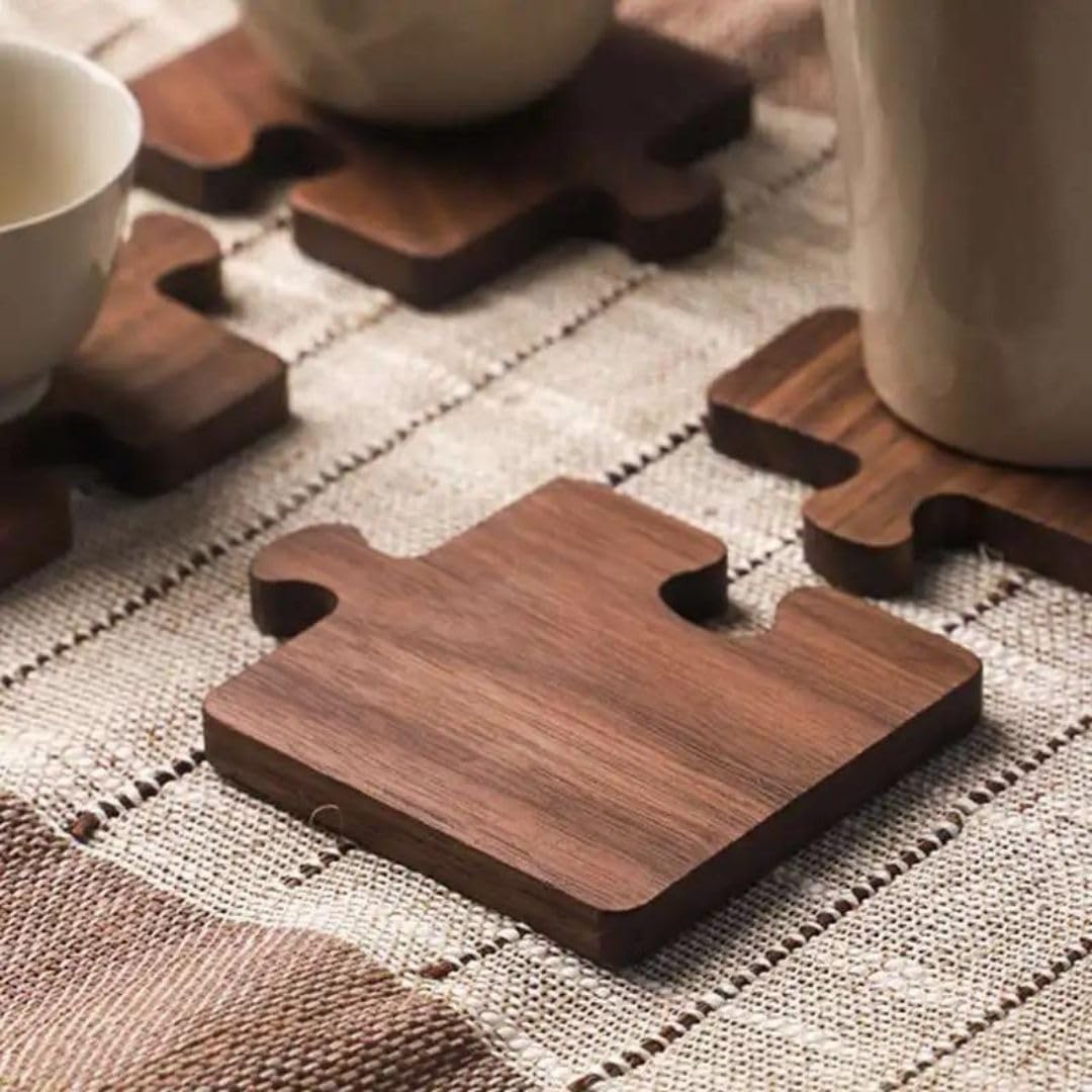 

TK.Felly Wooden Puzzle Coaster, Nordic Square, Stylish Wooden Coaster, Puzzle Coaster, Trivet
