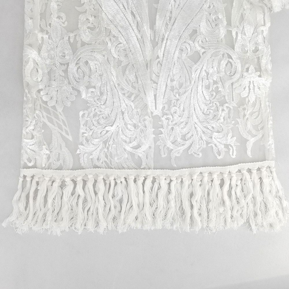 Elegant Lace Embroidery Tassel Evening Dress - Women's Two-Piece Set