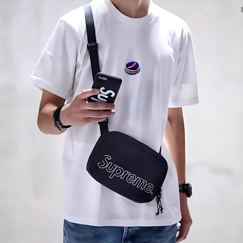 New Supreme FW18 Nylon Fabric Shoulder Bag, Crossbody Bag Regular Unisex Black SUP-FW18-6870