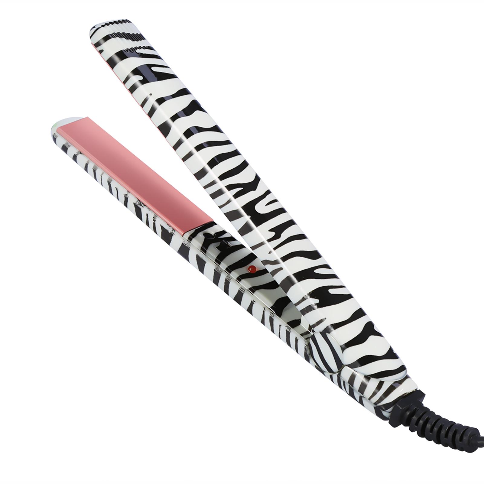 

1 шт. Портативный электронный выпрямитель для волос, инструмент для выпрямления и укладки(Полоска зебры, EU Plug