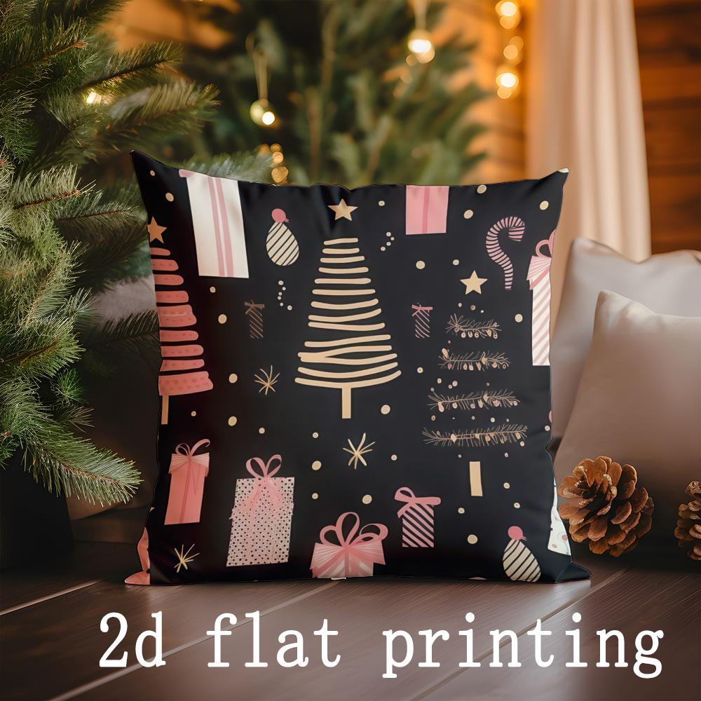 Home Decor Winter Snowflakes Trees Pillowcase Suitable For Sofa Bedroom Car Pillow Cover Cushion Rectangular Back Cushion