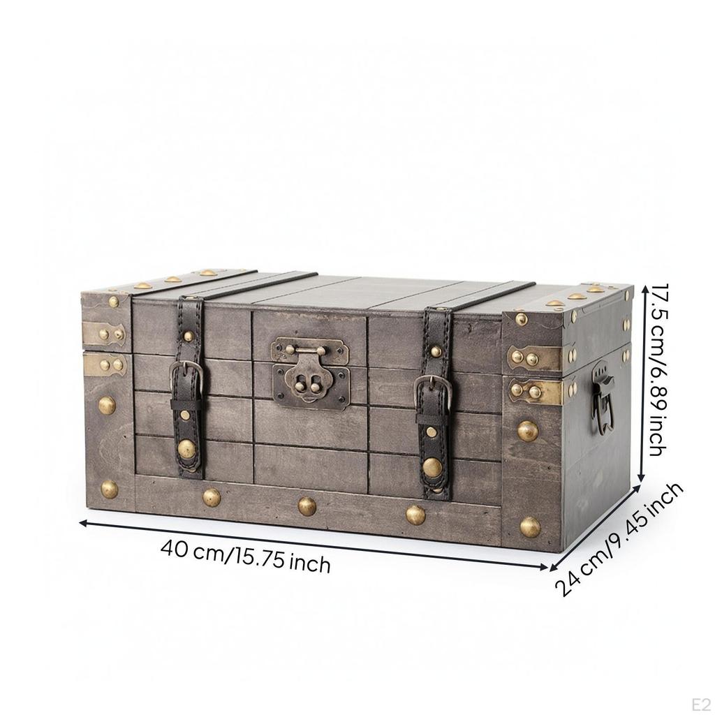 Antique Style Storage Trunk Wooden Organizer Vintage Box for Home