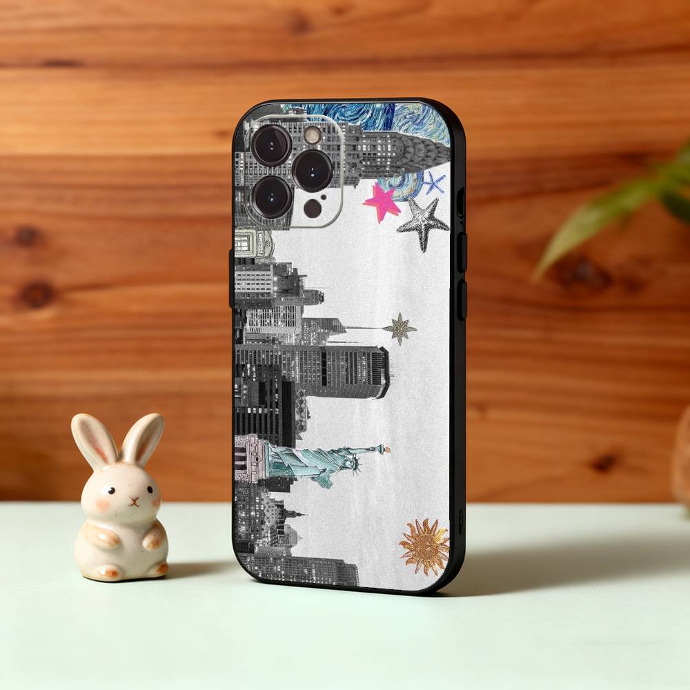 

C-City New York Phone Case For iPhone17,16,15,14,13,12Plus,Pro Max,XS,5G Soft Silicone Black Cover iPhone16promax
