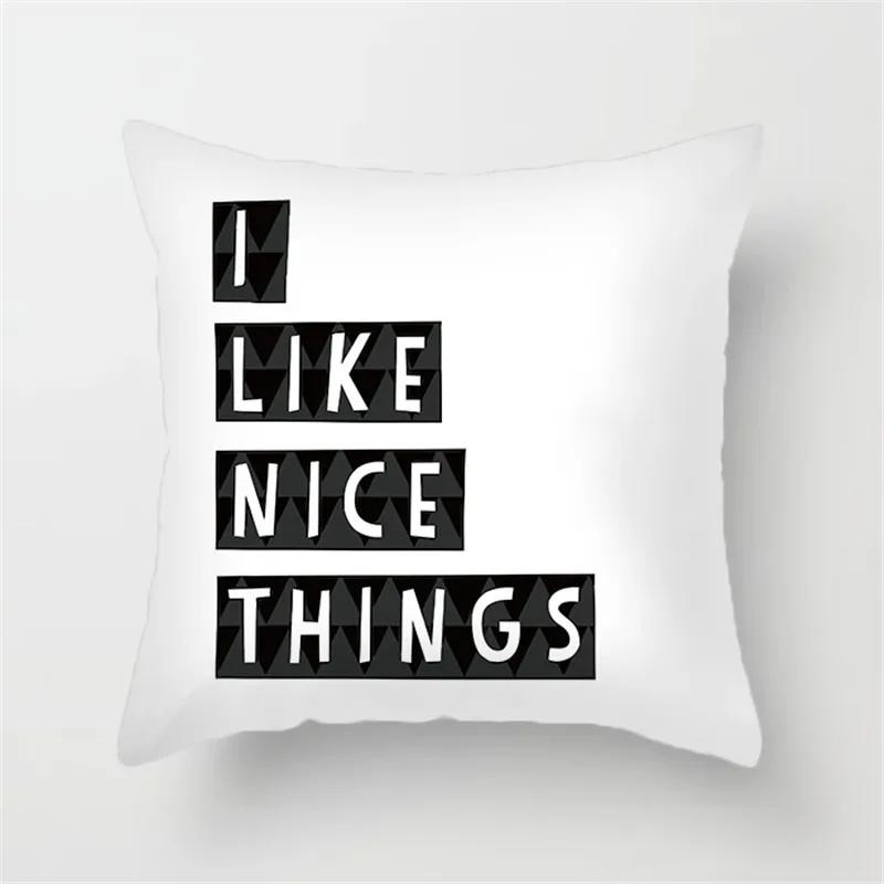 Office Sofa Car Cushion Cover Cartoon Black and White Simple Line Printing Luxury Home Decoration Pillow Cover