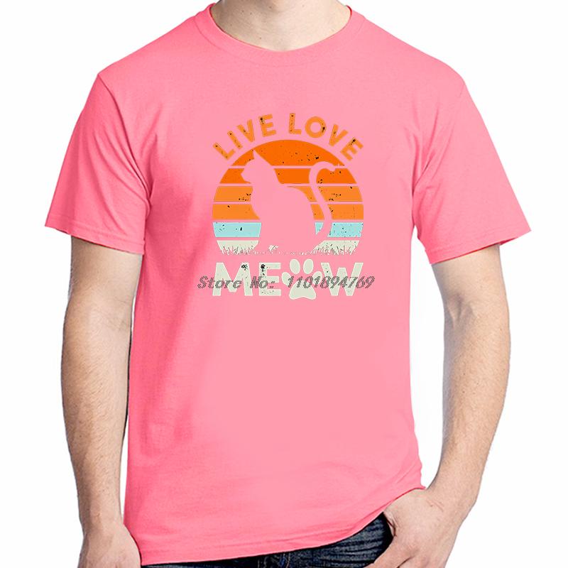 Live Love Meow Cat Graphic Tees Vintage Summer Tops Tshirt New Arrival Goods Fashion New Shirts And Tshirts Unisex Clothes