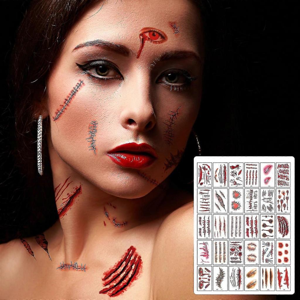 Halloween Fake Temporary Tattoos Stickers Long-standing Body Art Face Jewelry Festival Accessories