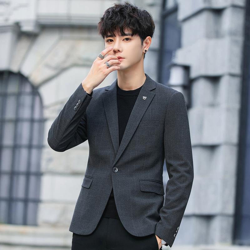 

Мужской костюм корейской версии, модный, облегающий, грубый, красивый, повседневный, пиджак, верх 2XL серый