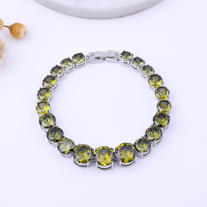 Náramek se zirkony postupné velikosti s měděnou platinou a drahokamy, ručně vyráběné kulaté barevné šperky.