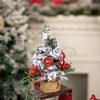 Small Tabletop Festival Display Tree Plush Trimmed Miniature Christmas Tree Festival Table Ornament for Home Decors