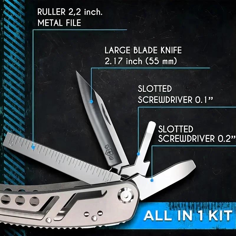 Multitool 24in1 With Mini Tools Knife Pliers And 11 Bits  Multi Tool All In One Multi Function Gear Camping Backpacking Survival