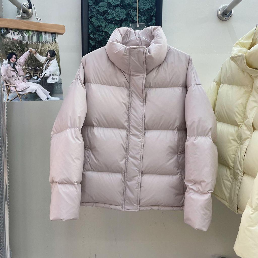 2025 Women's Petite Thickened White Duck Down Jacket - Short Stand-Up Collar