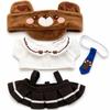 [School-style 4-piece Set] 20cm Plush Toy Clothes: Bear Ear Visor, Shirt, Dress, Tie, School Uniform, Korean Style, Perfect for Fan Activities, G.