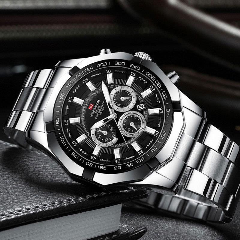 Men's Steel Strap Watch, Calendar Student Men's Quartz Watch
