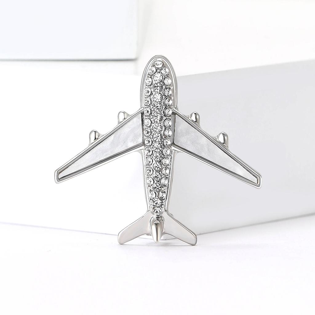 Stylish Rhinestone Aircraft Brooches for Women Enamel Transportation Pins Event Funny Luxury Gifts New Year Friends Decoration